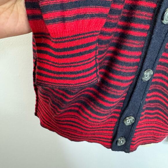 Love Moschino Red & B Striped Peace Embroidered Wool Blend Cardigan Women's M - Picture 8 of 14